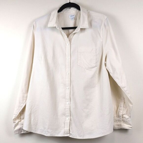 J. Crew Cream Corduroy Long Sleeve Button Front Shirt Top Size XXL - Picture 1 of 10